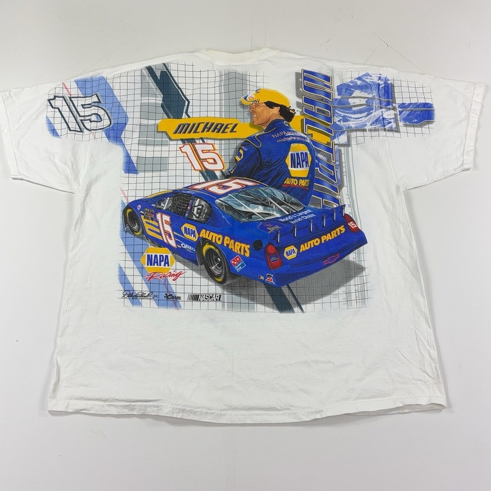 Vintage Y2K Michael Waltrip Napa Nascar T Shirt 2XL Chase Racing AOP Wrap Around